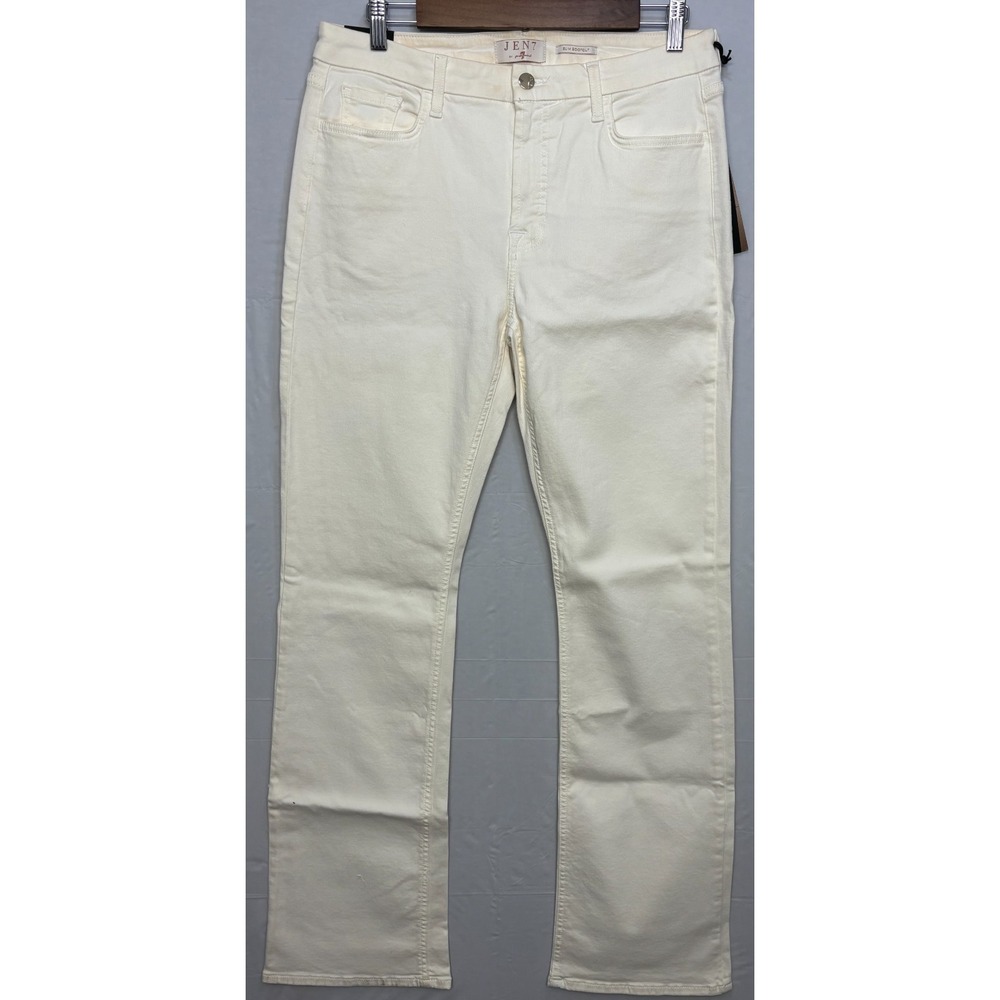 Jen7 by 7 For All Mankind Bootcut Straight‎ Jeans Womens Ivory Slim Fit 10 NWT